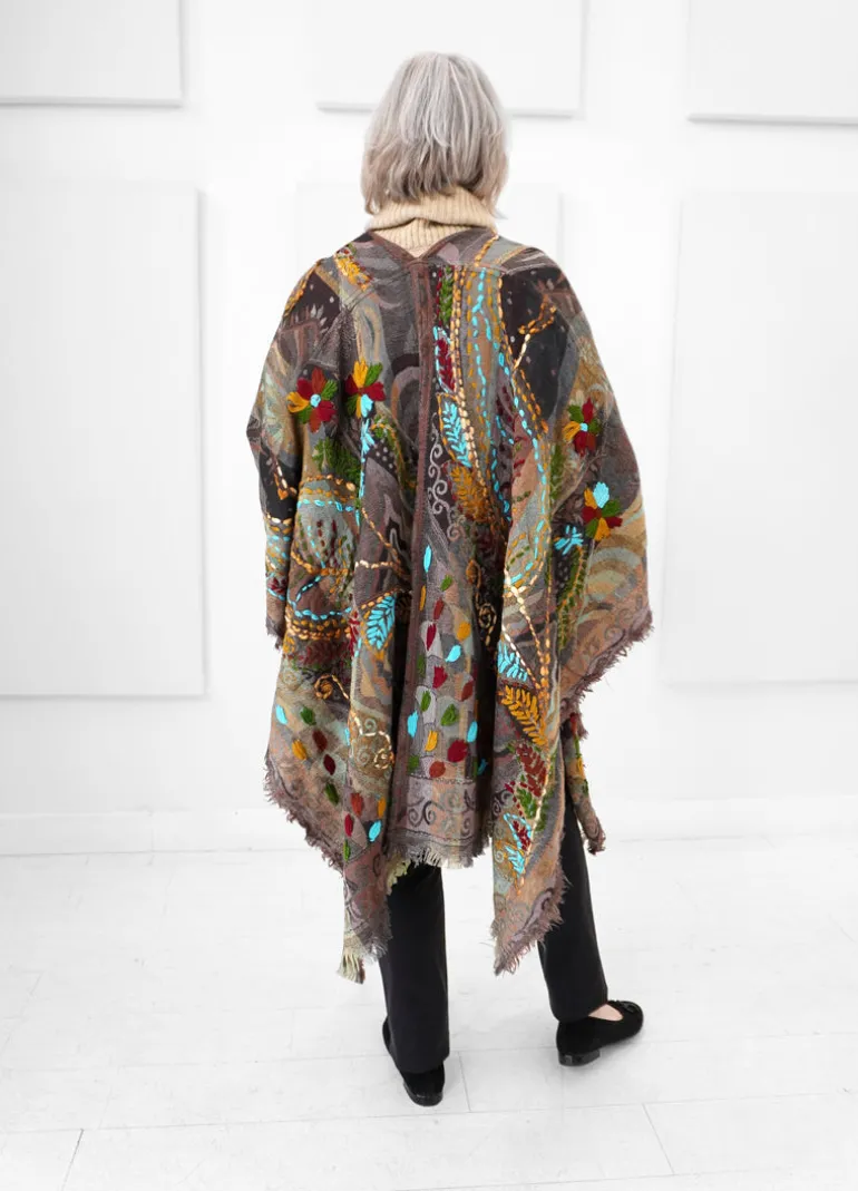 Anu - Embroidered Morocco Truffle Ruana