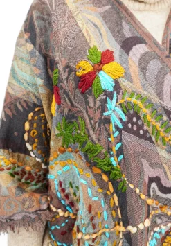 Anu - Embroidered Morocco Truffle Ruana