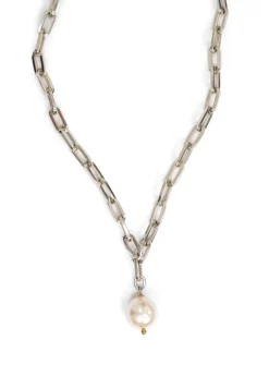 CCB - Chunky Chain Long Pearl Drop Necklace