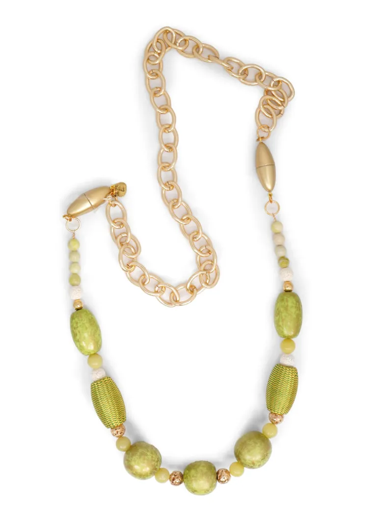 CCB - 3-IN-1 Lime Bead and Chain Necklace
