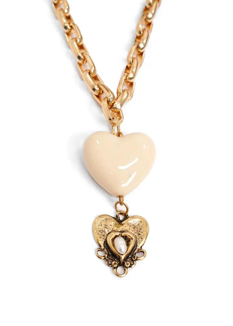 CCB - Ivory Heart Long Necklace