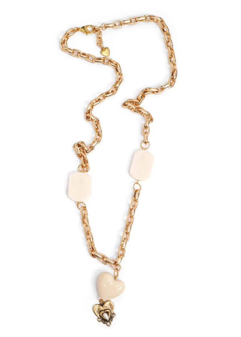 CCB - Ivory Heart Long Necklace