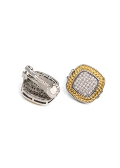 CCB - Large Mixed Metal Square Clip On Earrings
