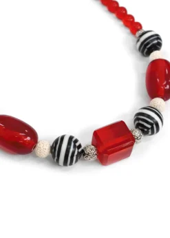 CCB - Red and Striped Beaded Necklace