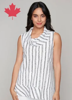 Compli K - Cowl Neck Striped Blouse - SALE