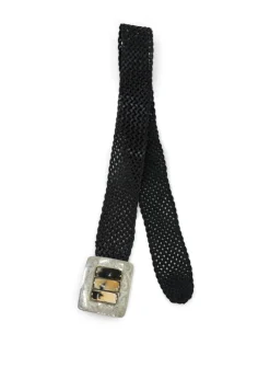 Dairi- Woven Leather 3 Horn Rectangular Buckle Belt