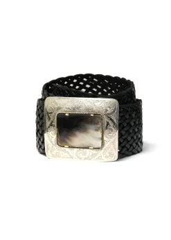 Dairi- Woven Leather Single Horn Rectangular Buckle Belt