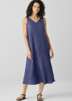 Eileen Fisher - Crushed Silk V-Neck Dress