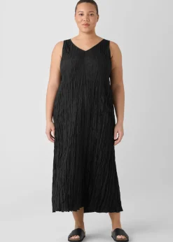 Eileen Fisher - Crushed Silk V-Neck Dress
