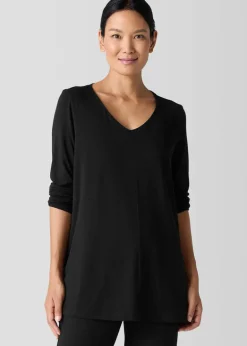 Eileen Fisher - Fine Jersey V-Neck Long Top