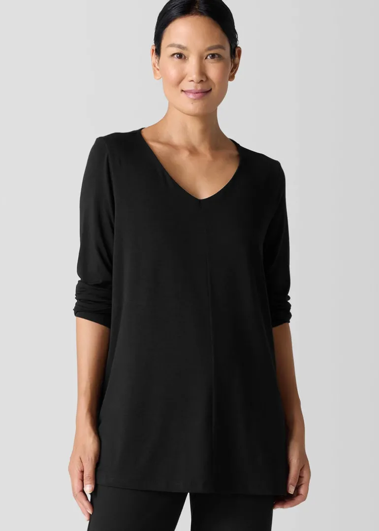 Eileen Fisher - Fine Jersey V-Neck Long Top