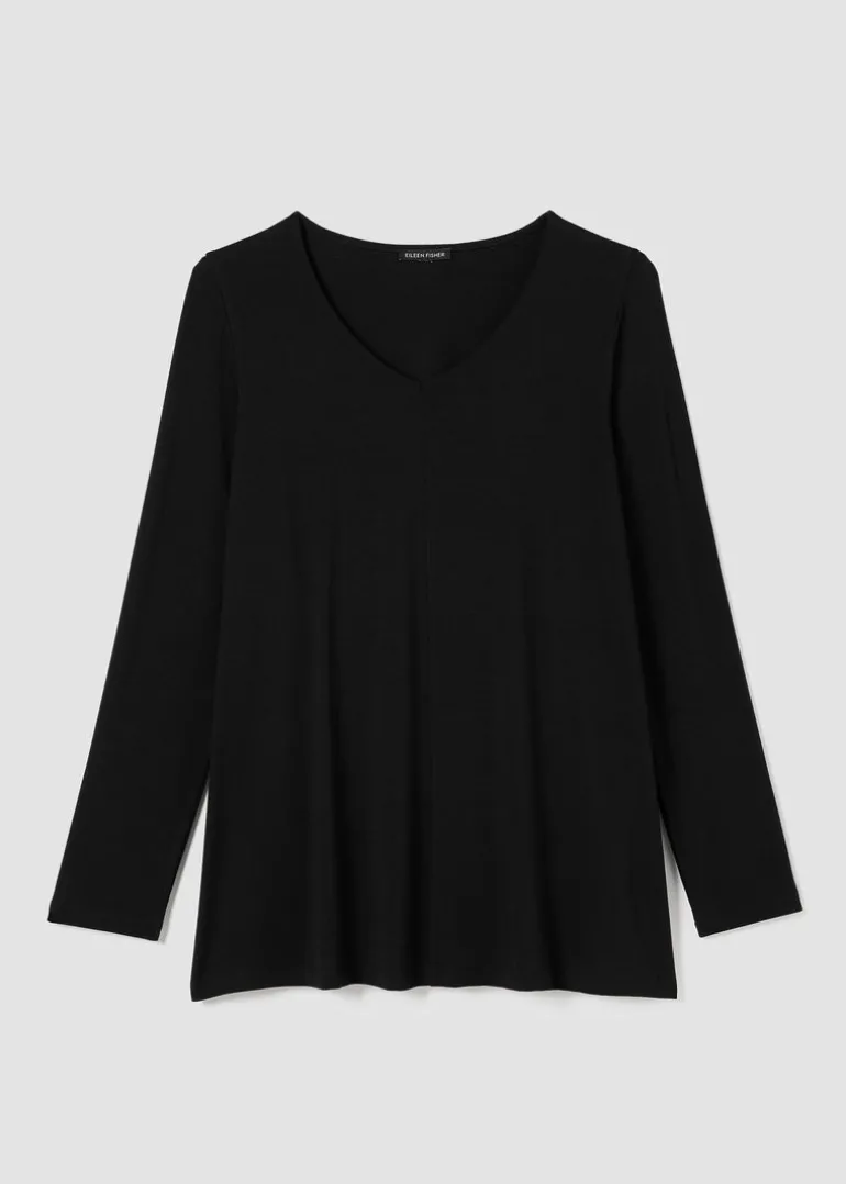 Eileen Fisher - Fine Jersey V-Neck Long Top