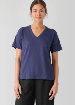 Eileen Fisher - Organic Cotton Slubby Jersey V-Neck Tee