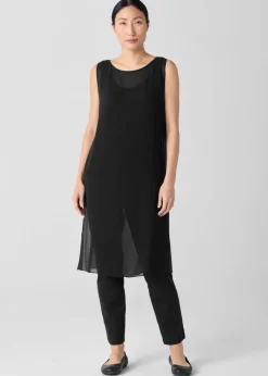 Eileen Fisher - Sheer Silk Georgette Long Poncho