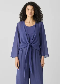 Eileen Fisher - Sheer Silk Georgette Tie Jacket