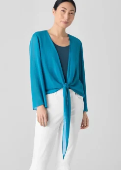 Eileen Fisher - Sheer Silk Georgette Tie Jacket