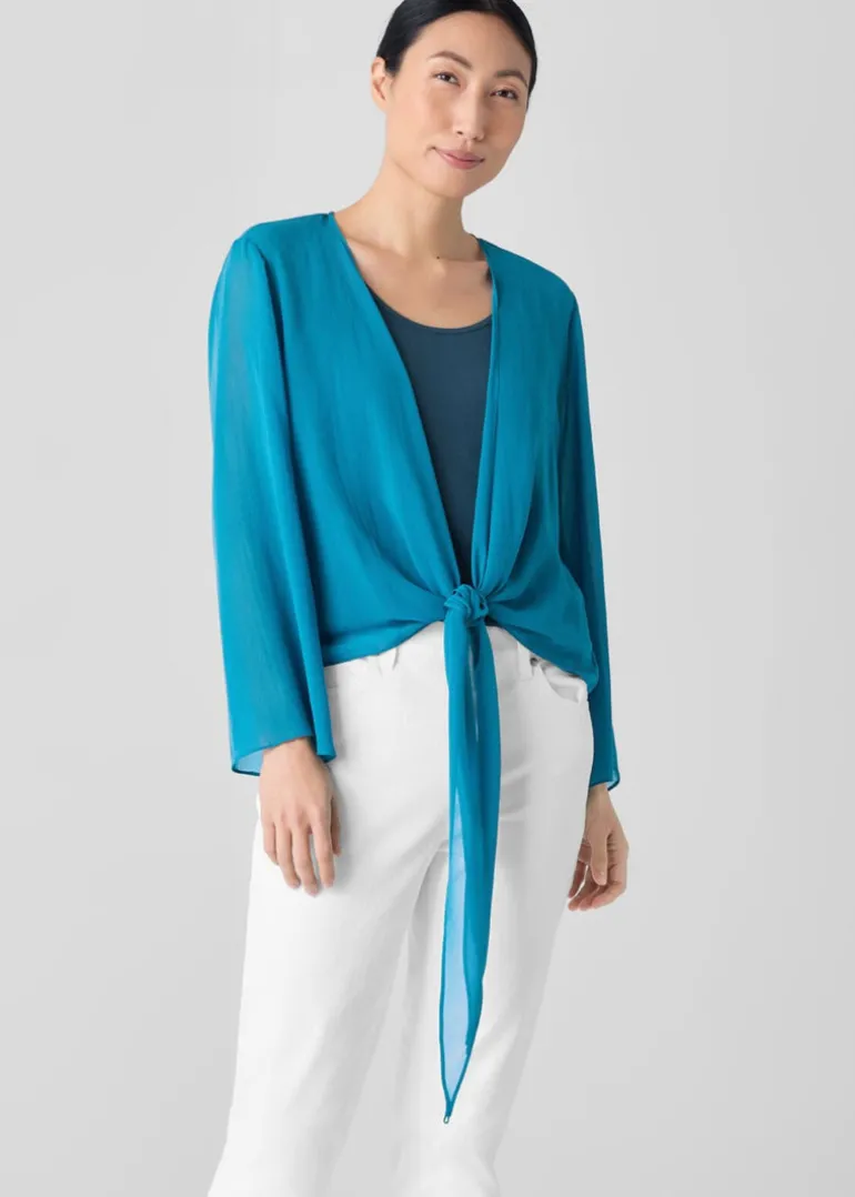Eileen Fisher - Sheer Silk Georgette Tie Jacket