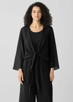 Eileen Fisher - Sheer Silk Georgette Tie Jacket