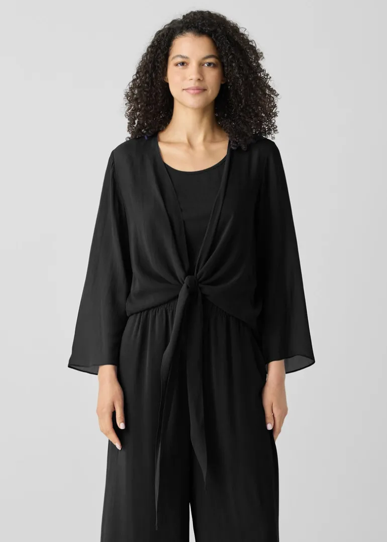 Eileen Fisher - Sheer Silk Georgette Tie Jacket