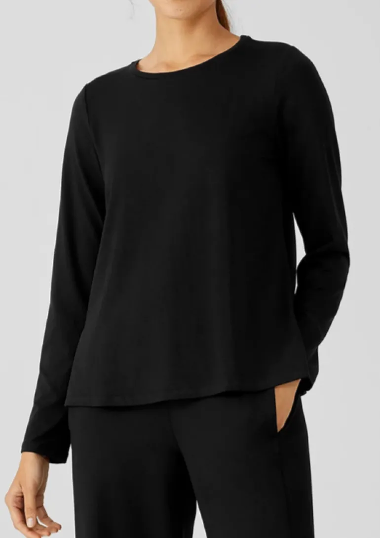 Eileen Fisher - Stretch Jersey Knit Crew Neck Top