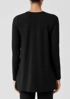 Eileen Fisher - Stretch Jersey Knit Crew Neck Long Top