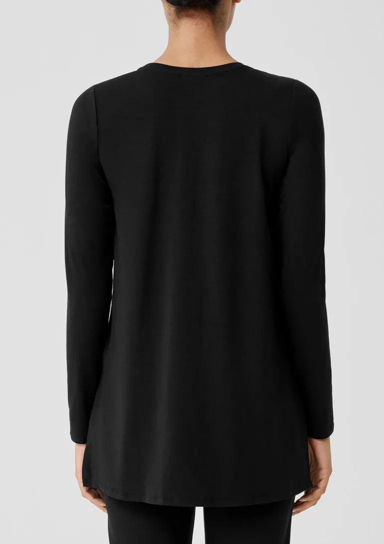Eileen Fisher - Stretch Jersey Knit Crew Neck Long Top