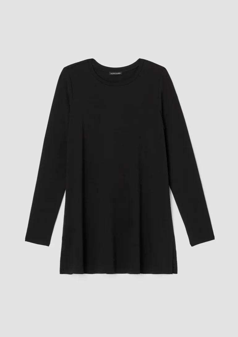 Eileen Fisher - Stretch Jersey Knit Crew Neck Long Top