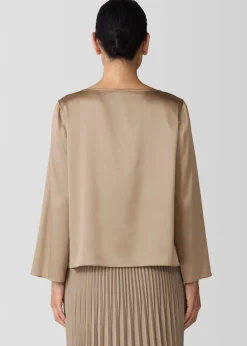 Eileen Fisher - Stretch Silk Charmeuse Bateau Neck Top