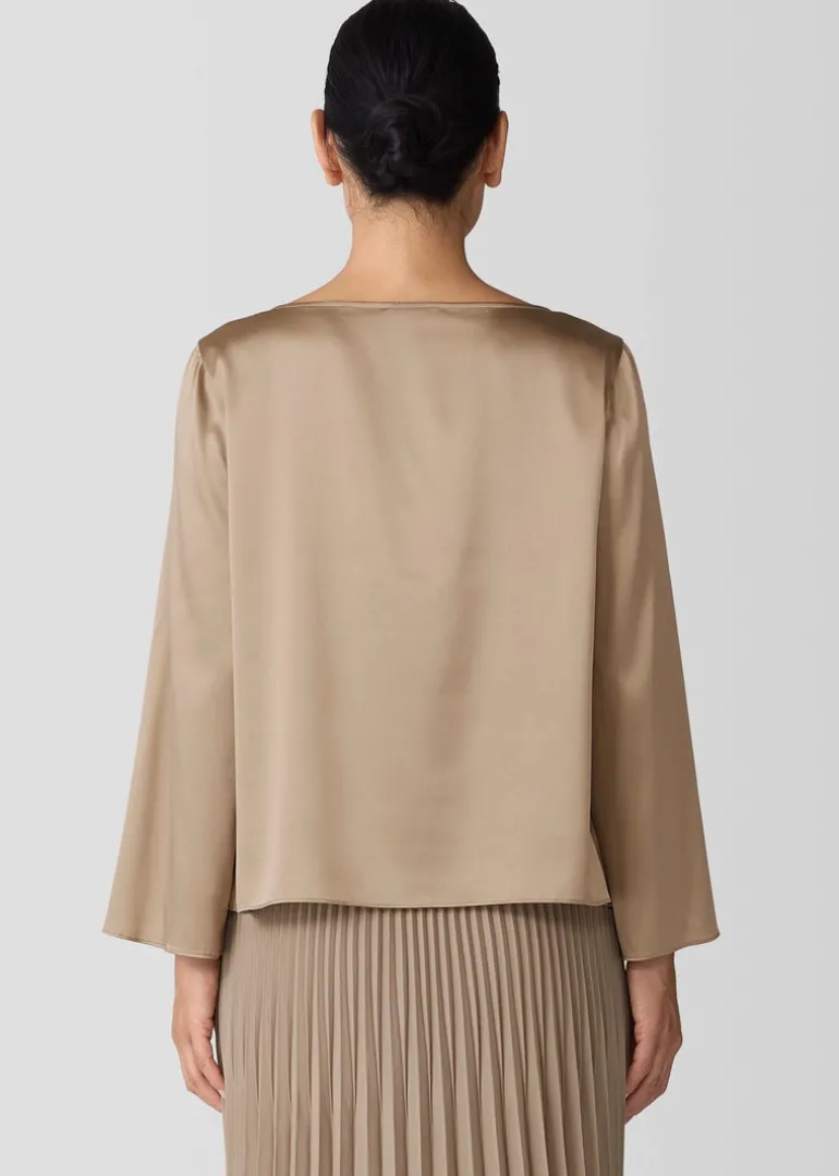 Eileen Fisher - Stretch Silk Charmeuse Bateau Neck Top