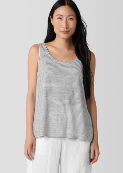 Eileen Fisher - Stripe Sleeveless Scoop Neck Tee