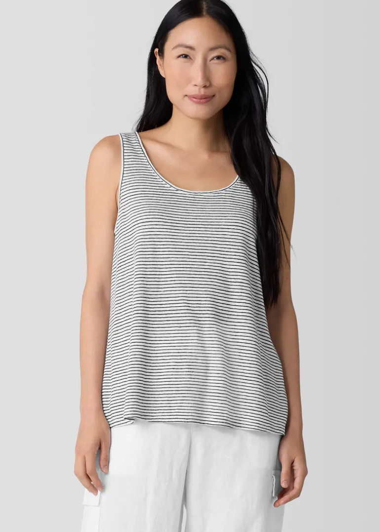 Eileen Fisher - Stripe Sleeveless Scoop Neck Tee