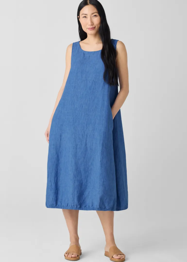 Eileen Fisher - Washed Organic Linen Délavé Lantern Dress