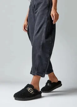 FitFlop - Buckle Curly-Shearling/Leather Mules - SALE
