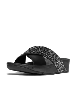 FitFlop - Lulu Crystal-Mix Metallic Cross Slide Sandal