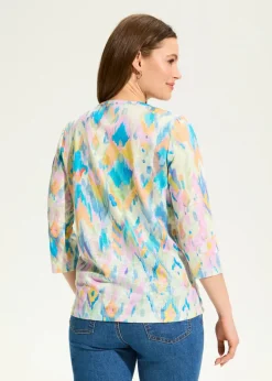 French Dressing Jeans - 3/4 Sleeve Notch Neck Top -SALE