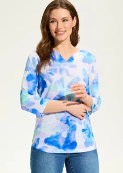 French Dressing Jeans - 3/4 Sleeve Notch Neck Top Watercress - SALE