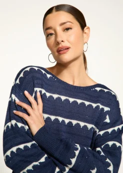 French Dressing Jeans - Boat Neck Scallop Stripe Sweater - SALE