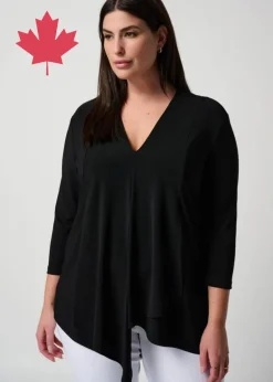 Joseph Ribkoff - Asymmetrical V-Neck Top