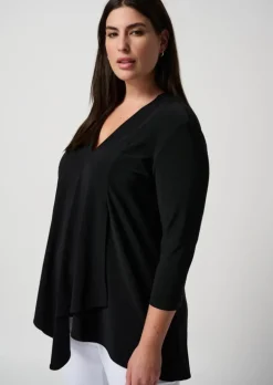 Joseph Ribkoff - Asymmetrical V-Neck Top