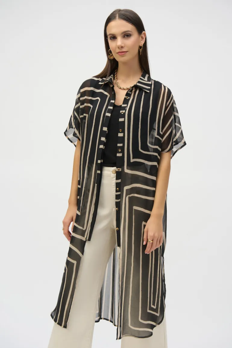 Joseph Ribkoff - Chiffon Geometric Print Blouse