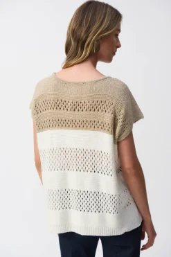 Joseph Ribkoff - Color Block Metallic Sweater Knit Pullover