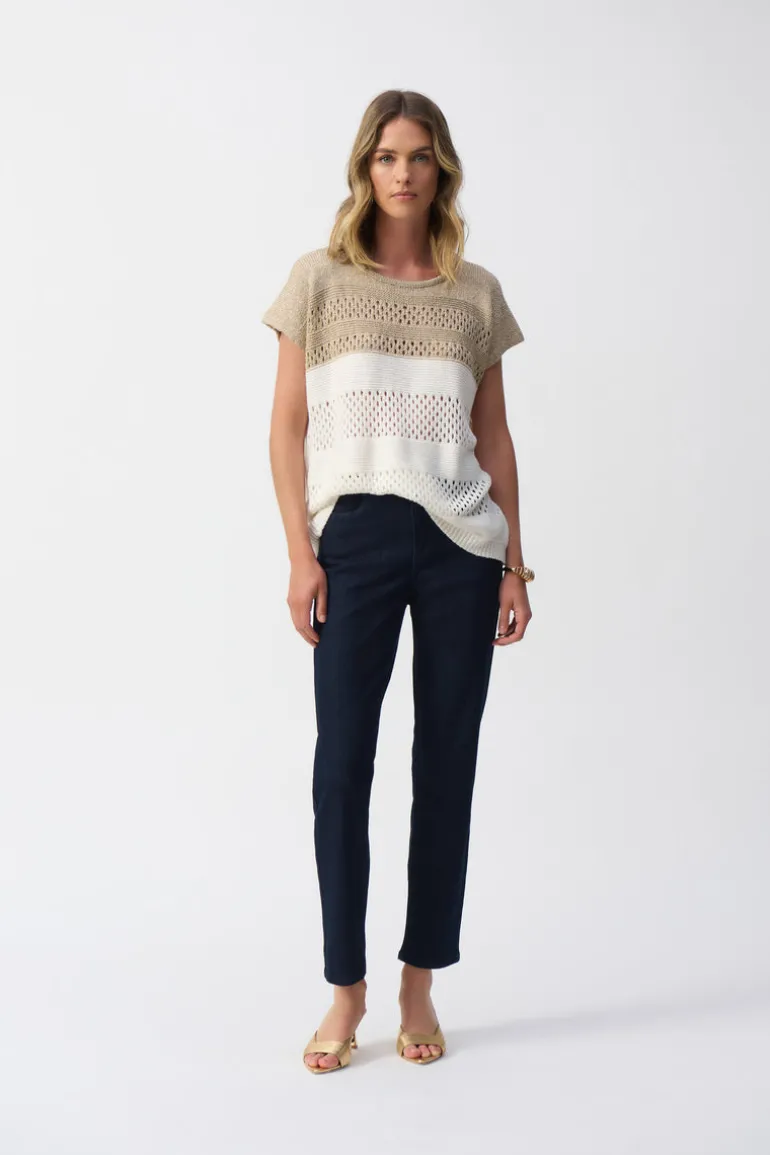 Joseph Ribkoff - Color Block Metallic Sweater Knit Pullover