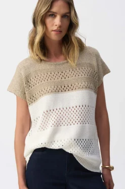 Joseph Ribkoff - Color Block Metallic Sweater Knit Pullover