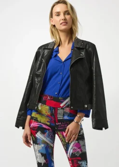 Joseph Ribkoff - Foiled Faux Suede Fitted Jacket