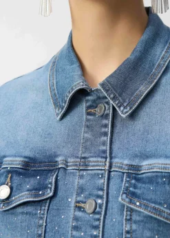Joseph Ribkoff - Frayed Stretch Denim Jacket with Embroidery