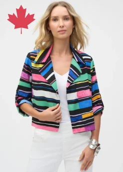 Joseph Ribkoff - Gauze Stripe Print Short Boxy Blazer