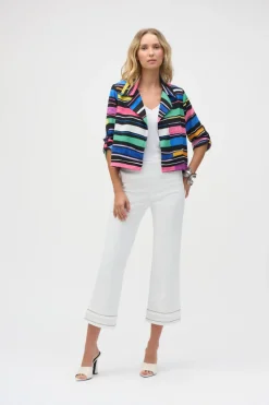 Joseph Ribkoff - Gauze Stripe Print Short Boxy Blazer