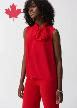Joseph Ribkoff - Georgette Sleeveless Top With Bow Collar