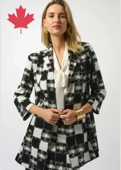 Joseph Ribkoff - Jacquard Sweater Plaid Print A-Line Jacket