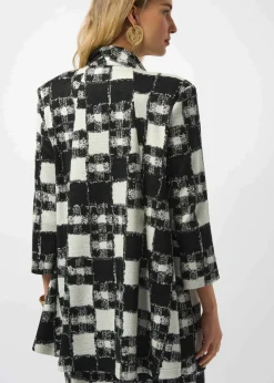 Joseph Ribkoff - Jacquard Sweater Plaid Print A-Line Jacket